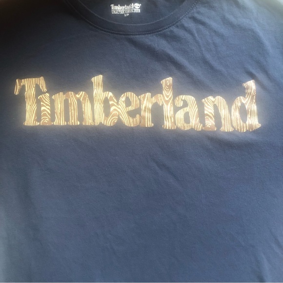 ❤️Timberland T-shirt Men’s Logo Navy/Grey and Brown Size S/P - Picture 2 of 5